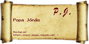 Popa Jónás névjegykártya